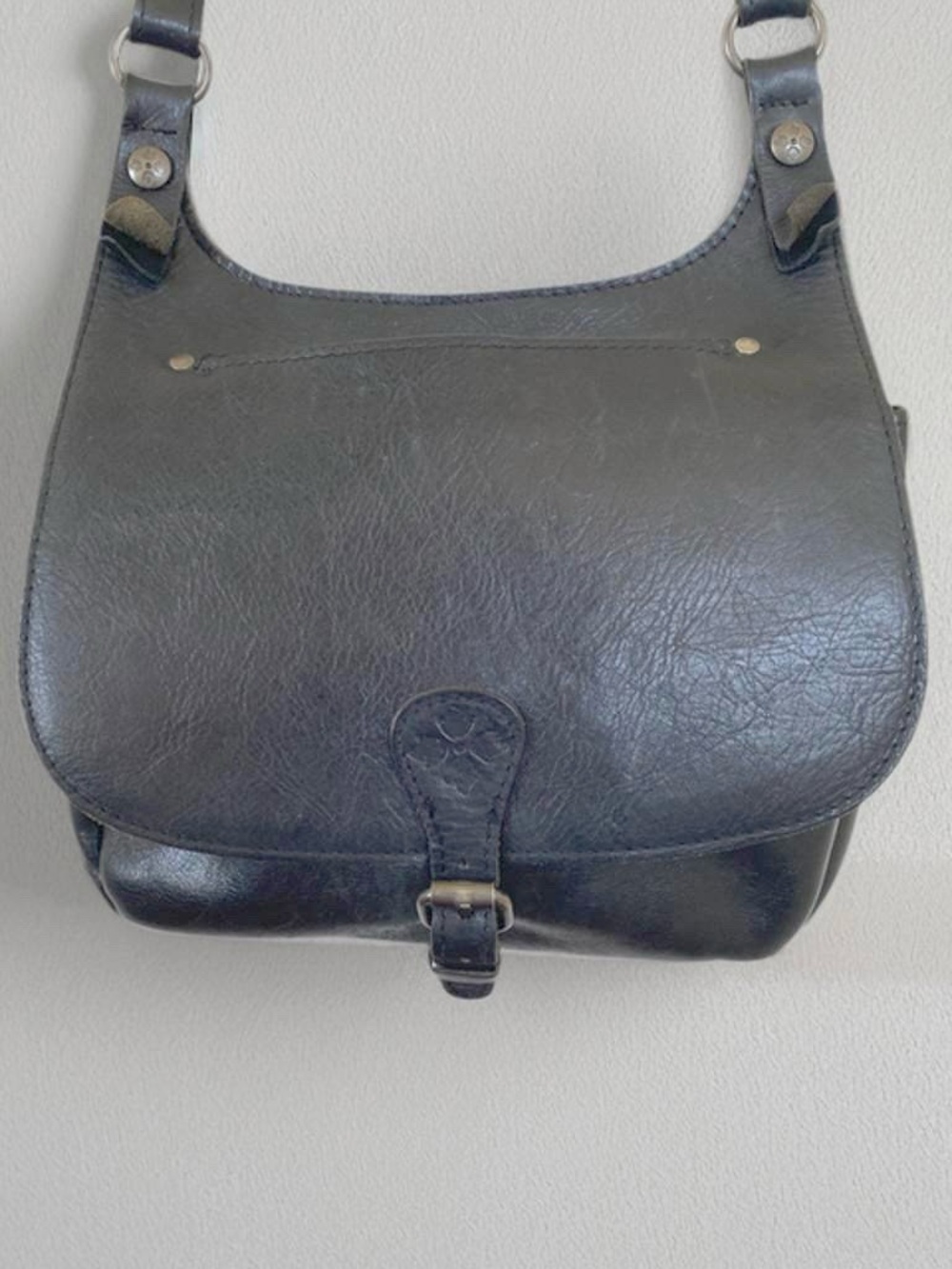 Patricia Nash Leather London Saddle Bag in BLACK with dust bag